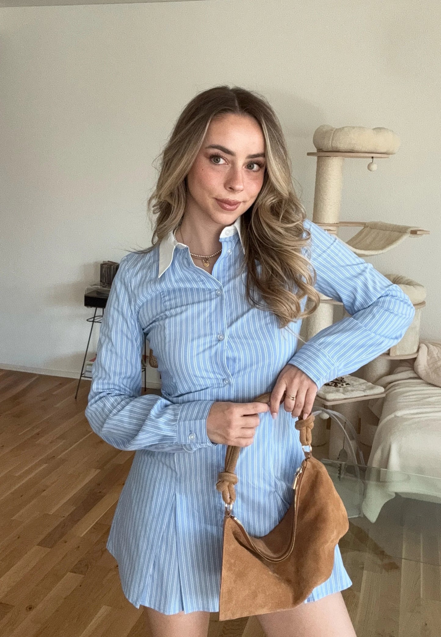 Mini robe chemise -light bleu