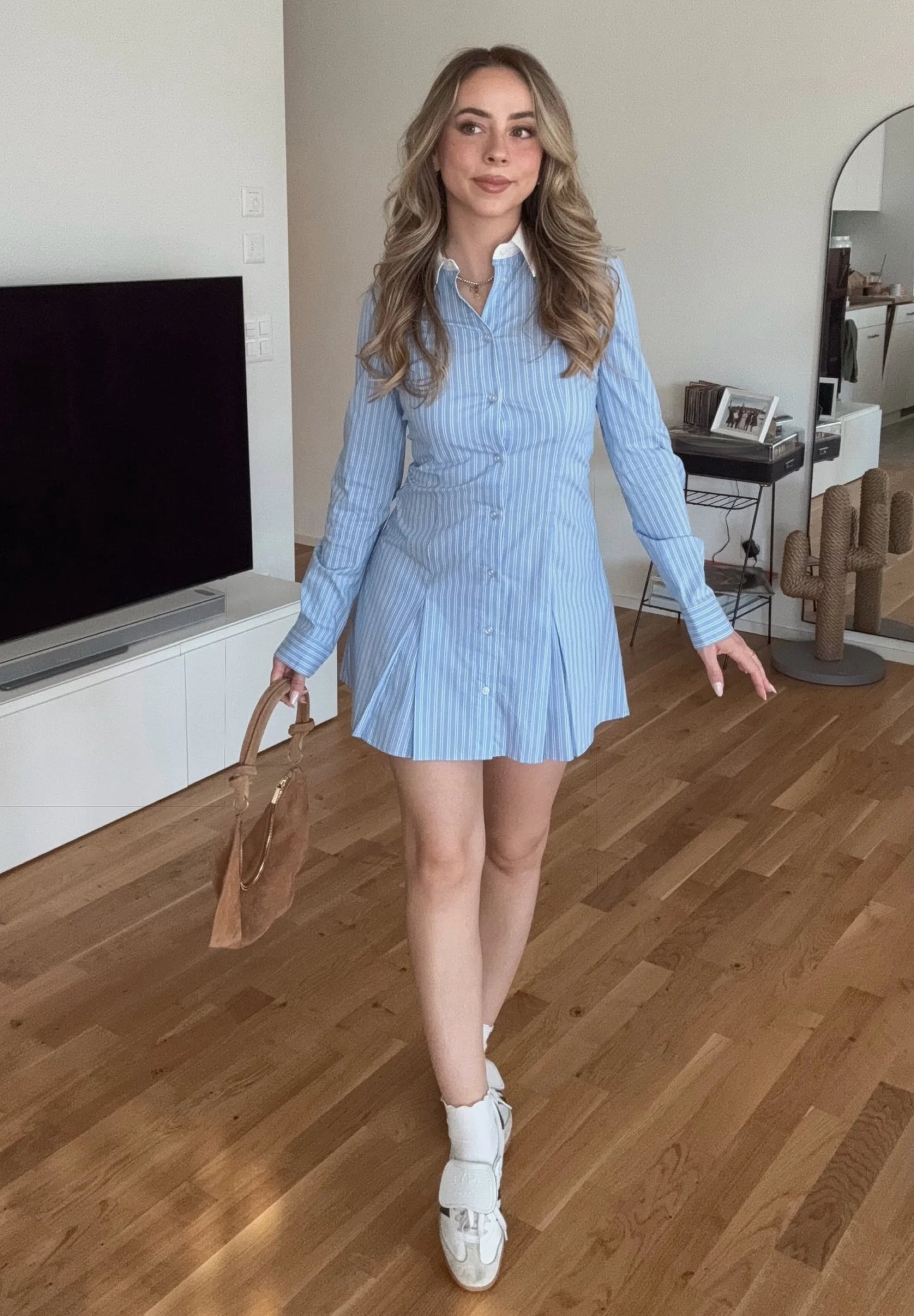 Mini robe chemise -light bleu