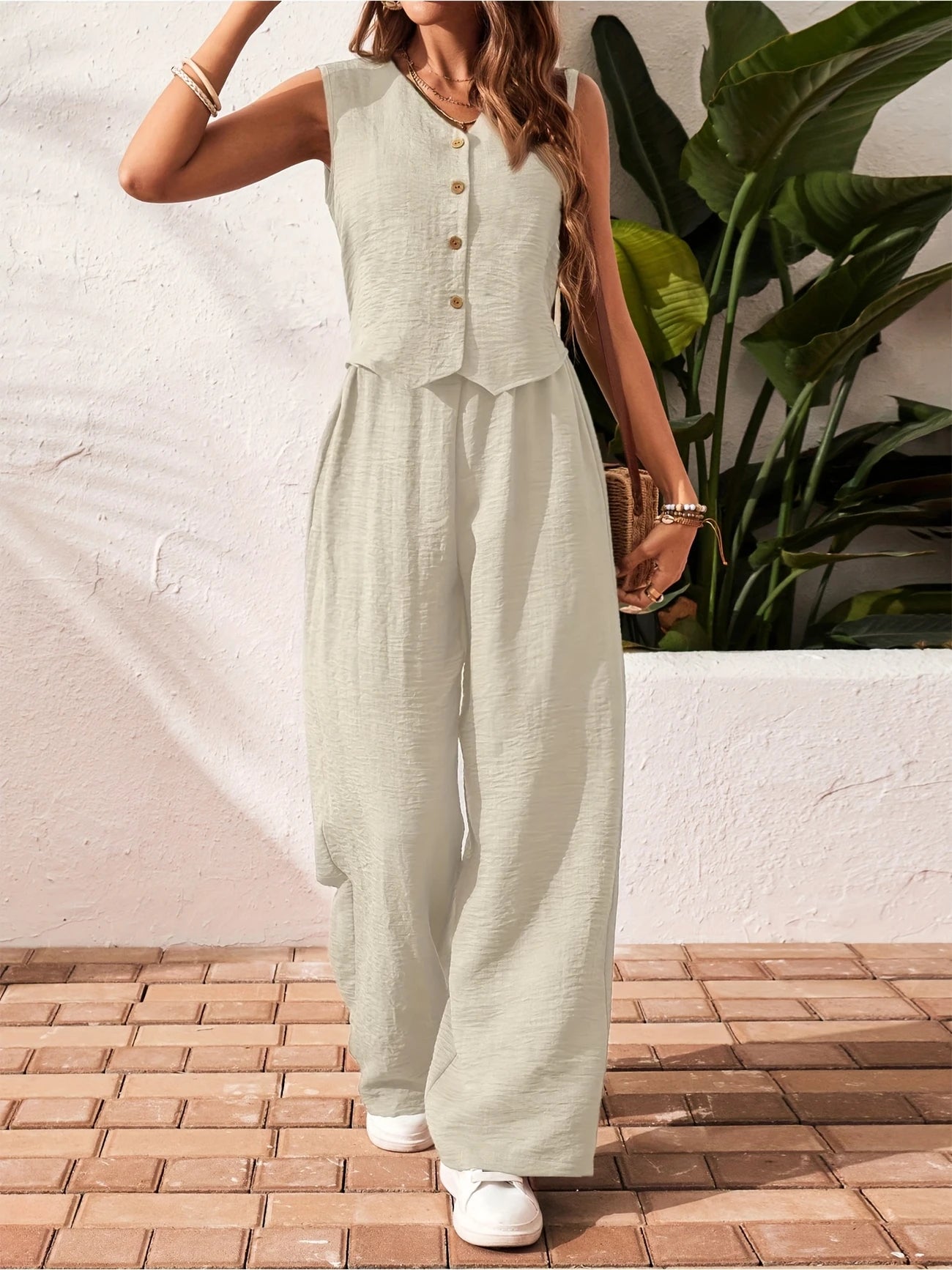 Ensemble chemise et pantalon sans manches