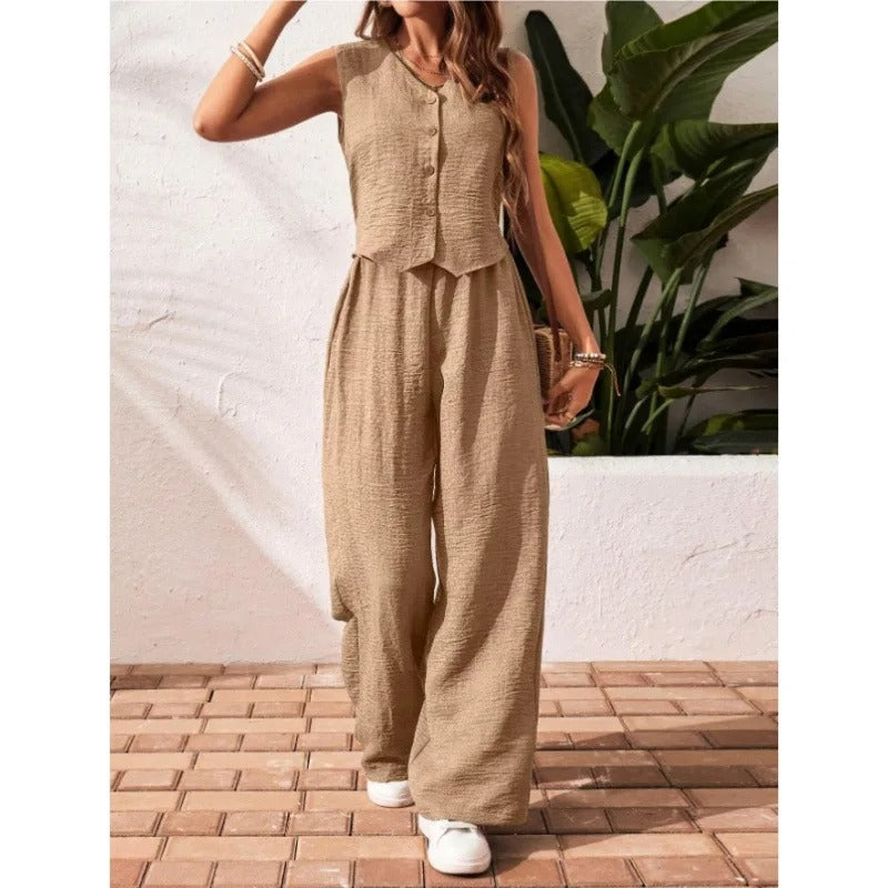 Ensemble chemise et pantalon sans manches
