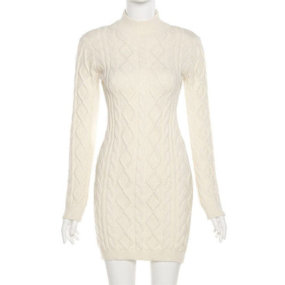 Mini robe pull évidée pour femme, col rond, dos nu, batterie con, sexy, courte, chaude, soirée, hiver