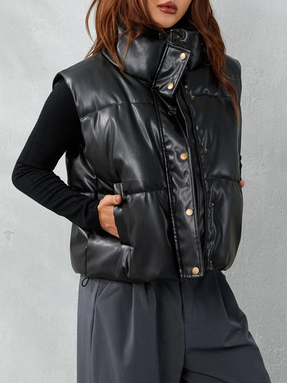 Gilet en cuir  pour femmes , gilet sans manches